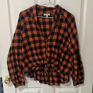 White Birch Orange Plaid.